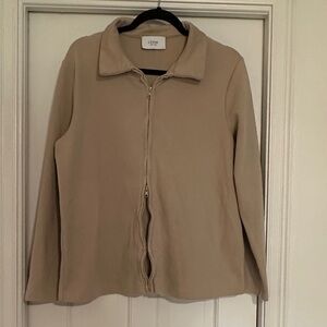 LEO Beige Women's Zip-Up Sweatshirt